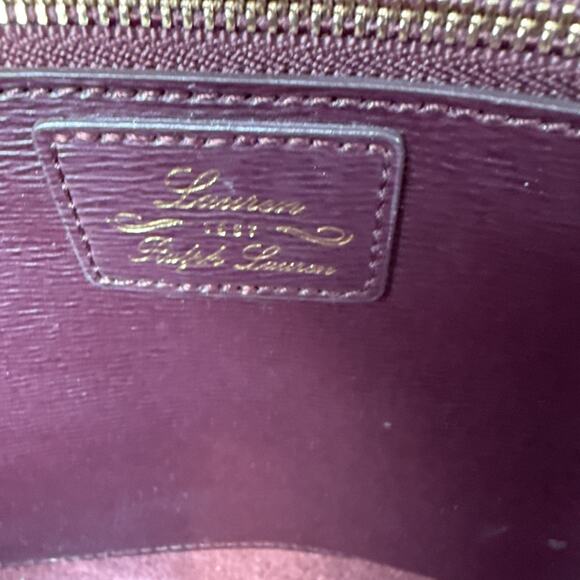 Ralph Lauren Winford Tote Bag Shoulder Purse Laptop Zip Top Plum Purple Leather - Picture 9 of 9